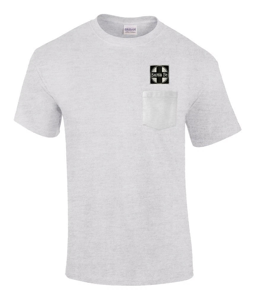 On Sale AT&SF Santa Fe Black Cross Embroidered Pocket Tee [p120]