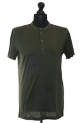 Daniele Fiesoli Mens T-Shirt L Green Dark Green Stand Collar Short Sleeve Jersey NEW