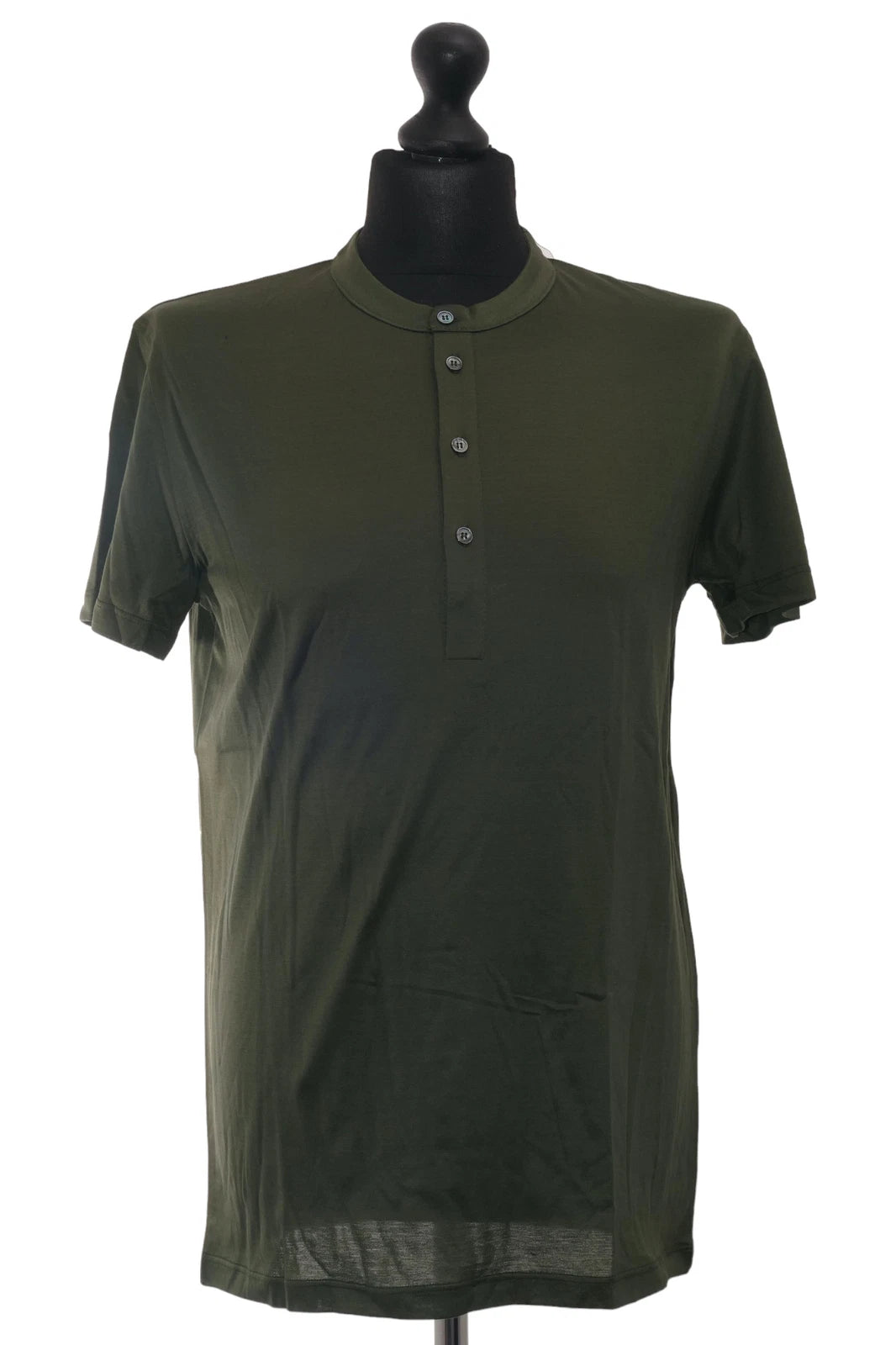 Daniele Fiesoli Mens T-Shirt L Green Dark Green Stand Collar Short Sleeve Jersey NEW