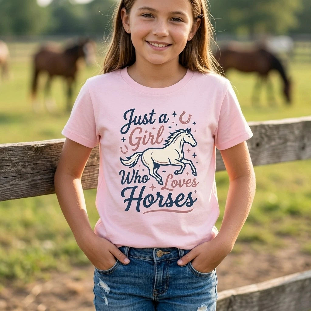 Horse Lover Girls T Shirt Just A Girl Who Loves Horses Equestrian Gift
