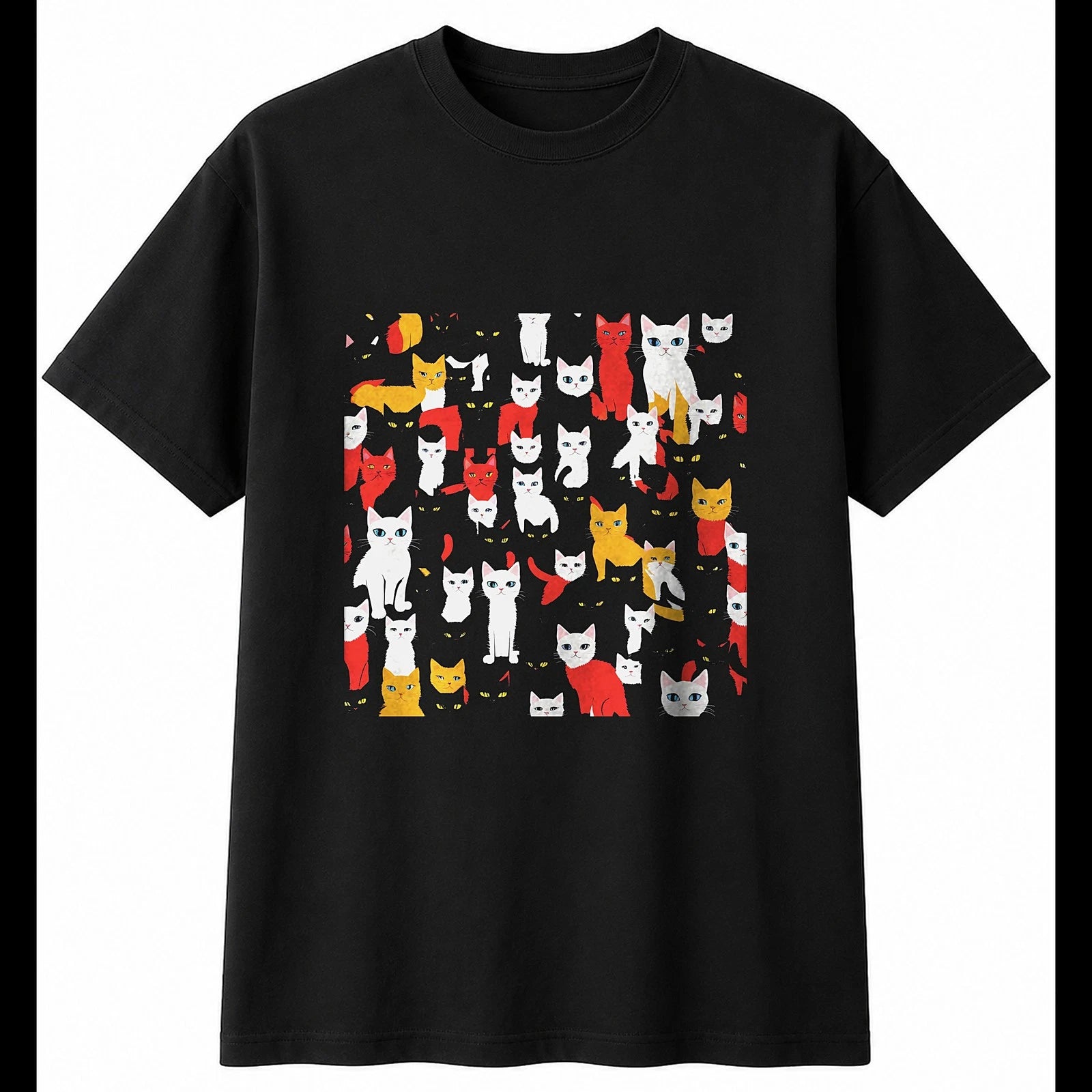 Anime Kitten Portrait Cat Cute Mens T-Shirt Black 100% Cotton Unisex Adorable