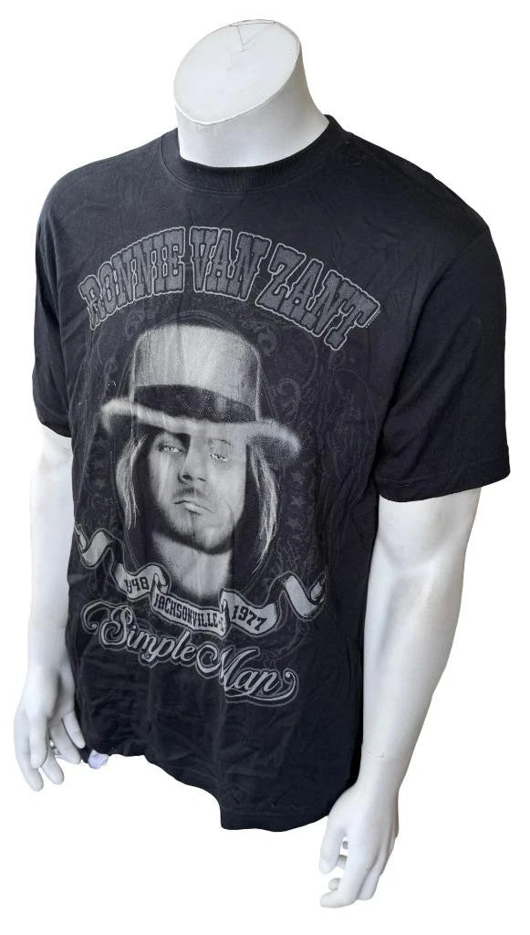 Ten Men's Ronnie Van Zant Simple Man Black Short Sleeve Shirt Size Large