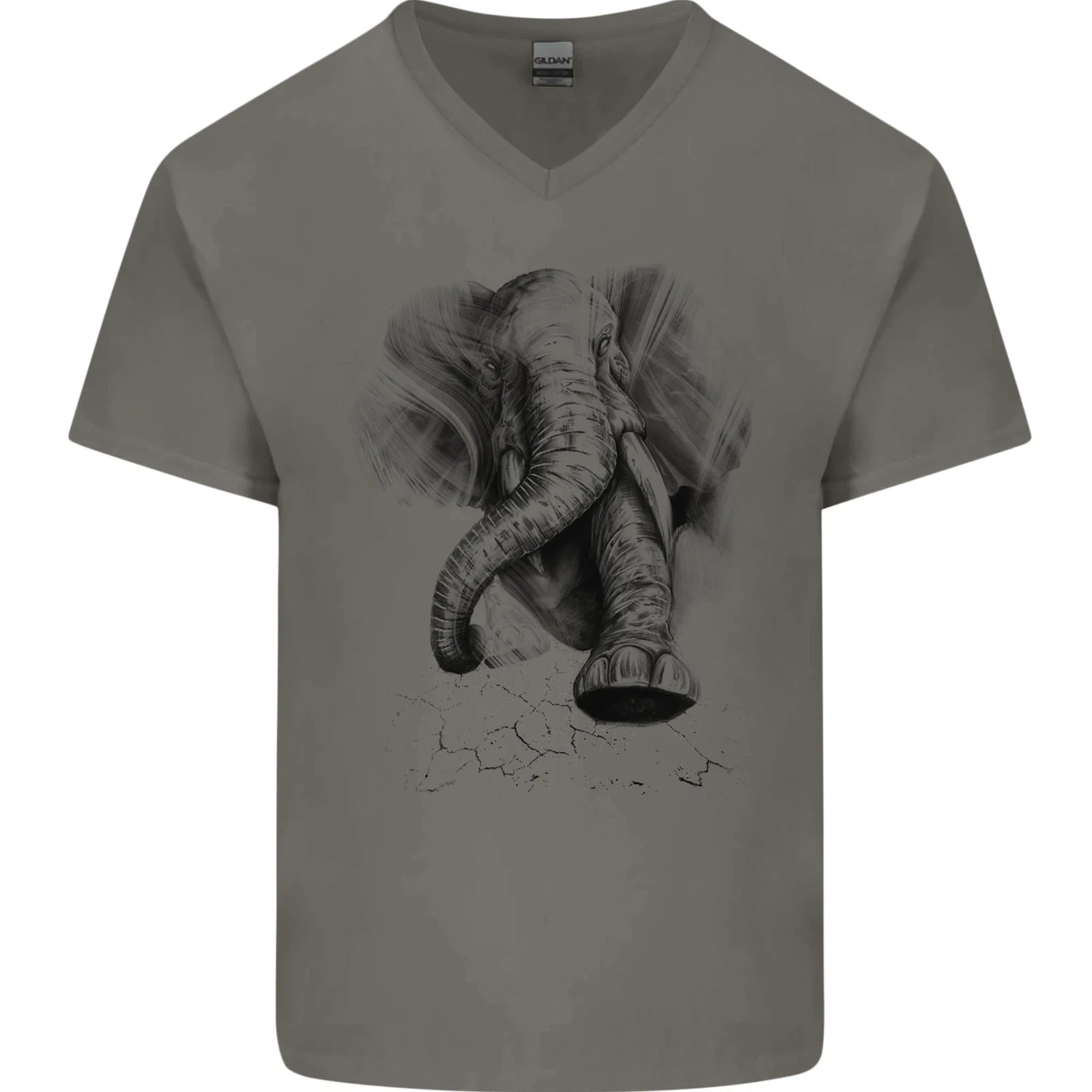 An Abstract Elephant Environment Mens V-Neck Cotton T-Shirt