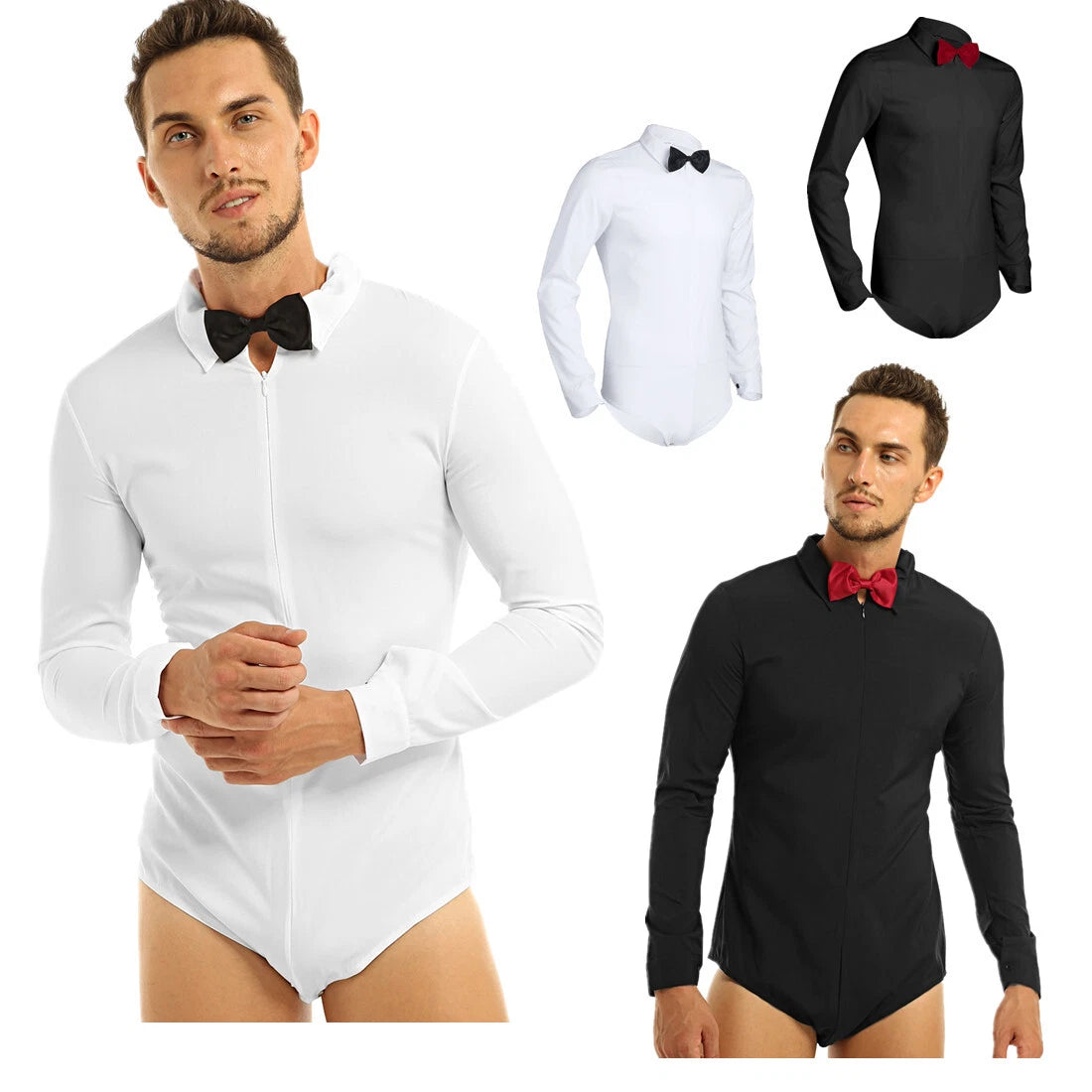 Freebily Men's Long Sleeve Latin Modern Ballroom Dance Shirt Romper AU