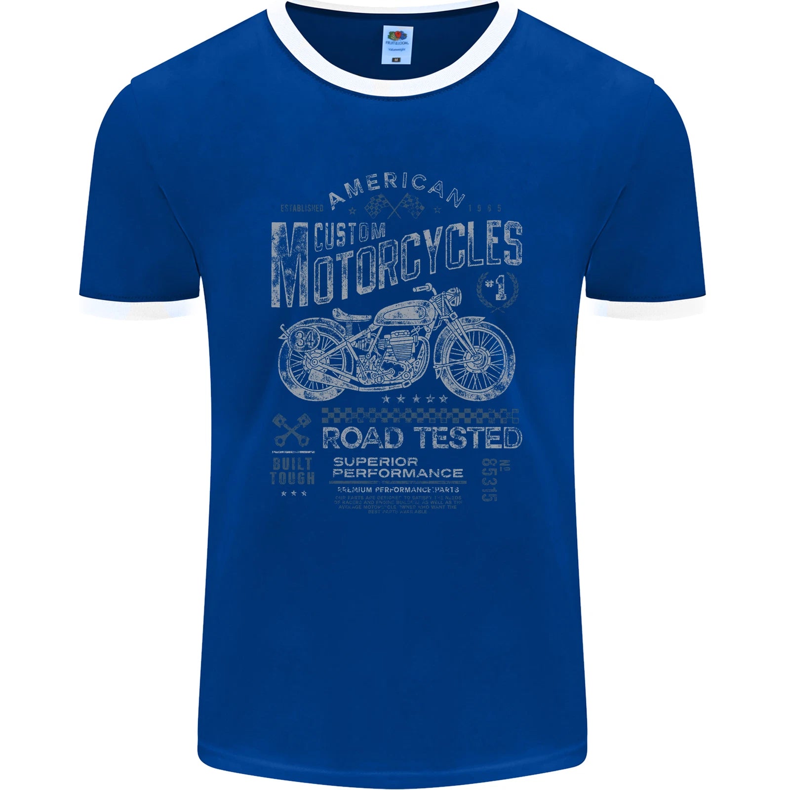 American Custom Motorcycles Motorbike Biker Mens Ringer T-Shirt FotL
