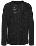 Punk Rave Mens Decadent Apocalyptic Gothic Grunge Shredded Knit Long Sleeve Top
