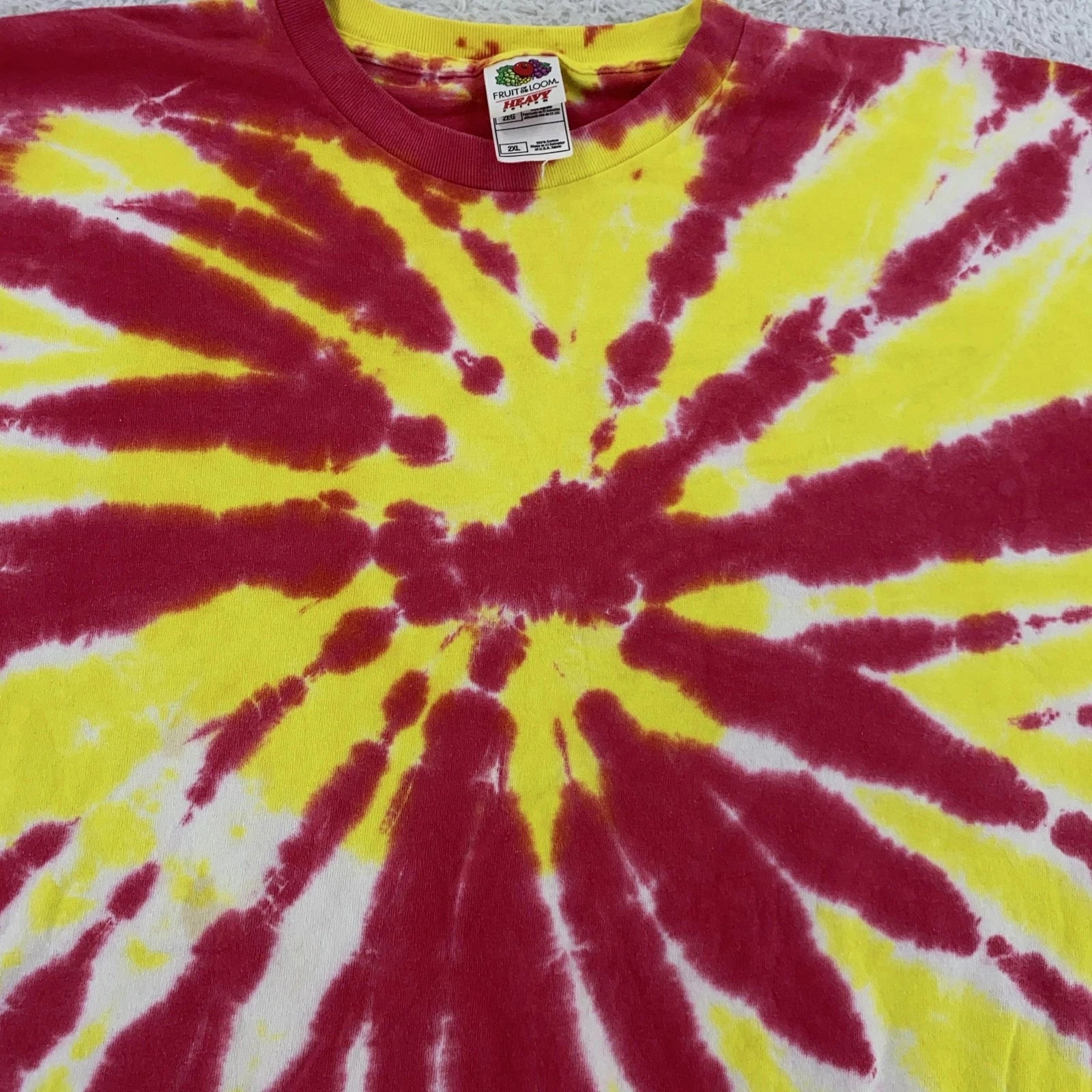 Vintage Spiral Tie Dye Fruit of the Loom Shirt Mens XL/XXL Crewneck Tee