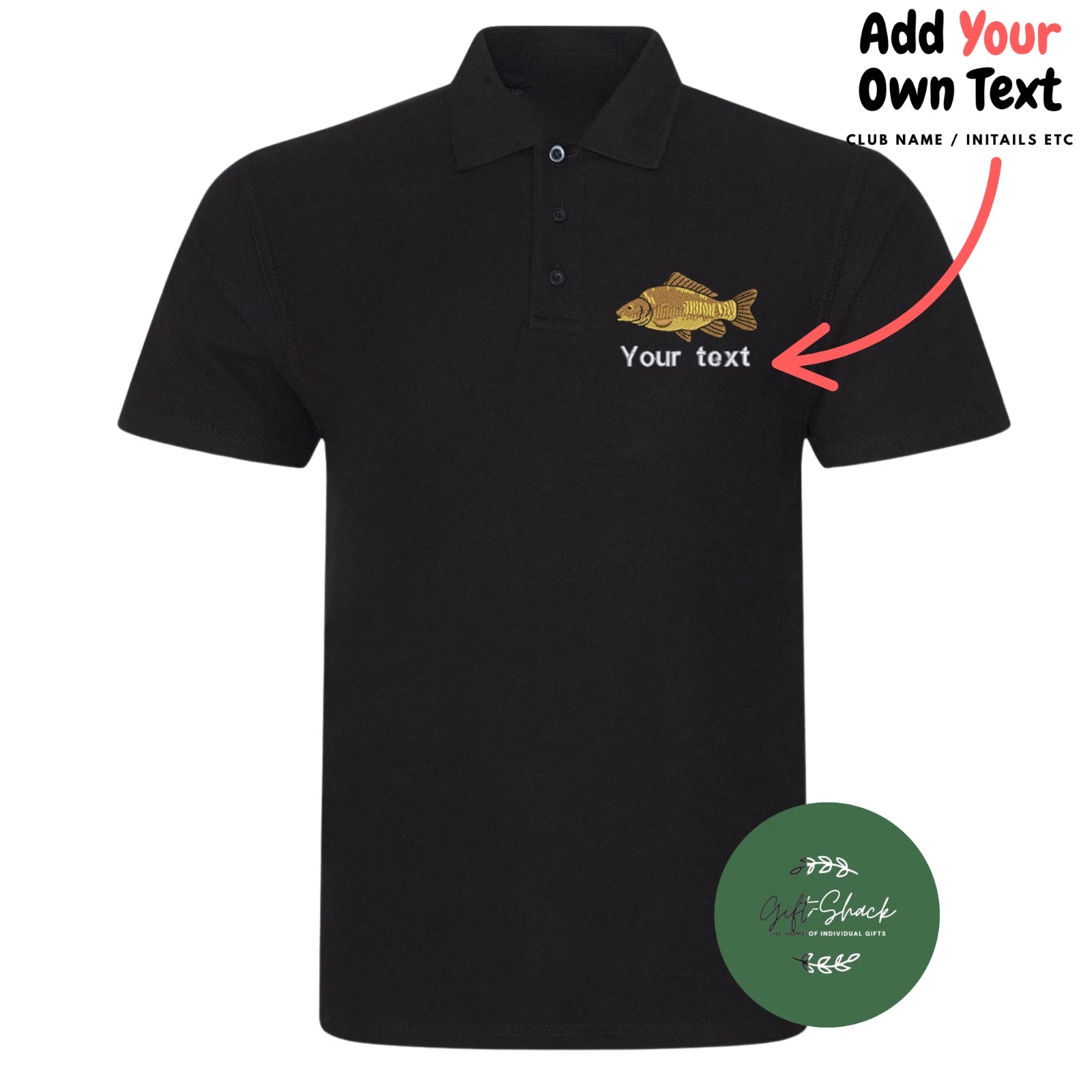 Fishing Polo Carp - Custom Premium Polo Shirt Embroidered Carp Design & Text