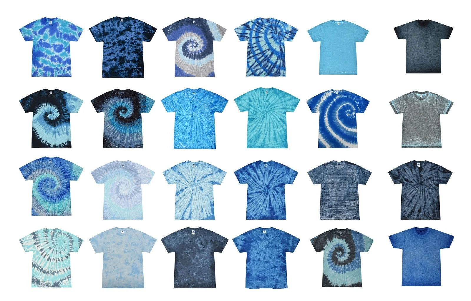 Blue Tie Dye T-Shirts Colortone Adult S-5XL Cotton Multi Style Spider Crystal