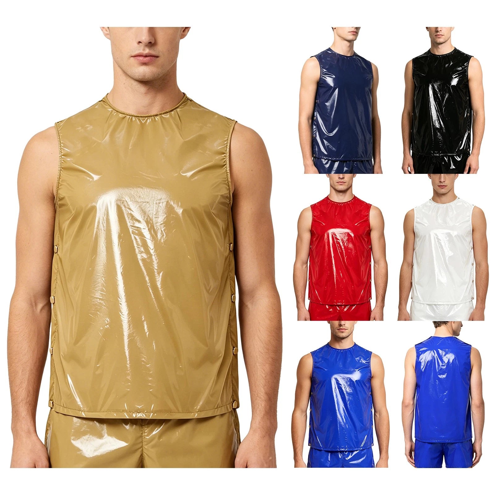 Mens Tank Tearable Vest Workout Tops Running T-Shirts Basketball Undershirt Gym
