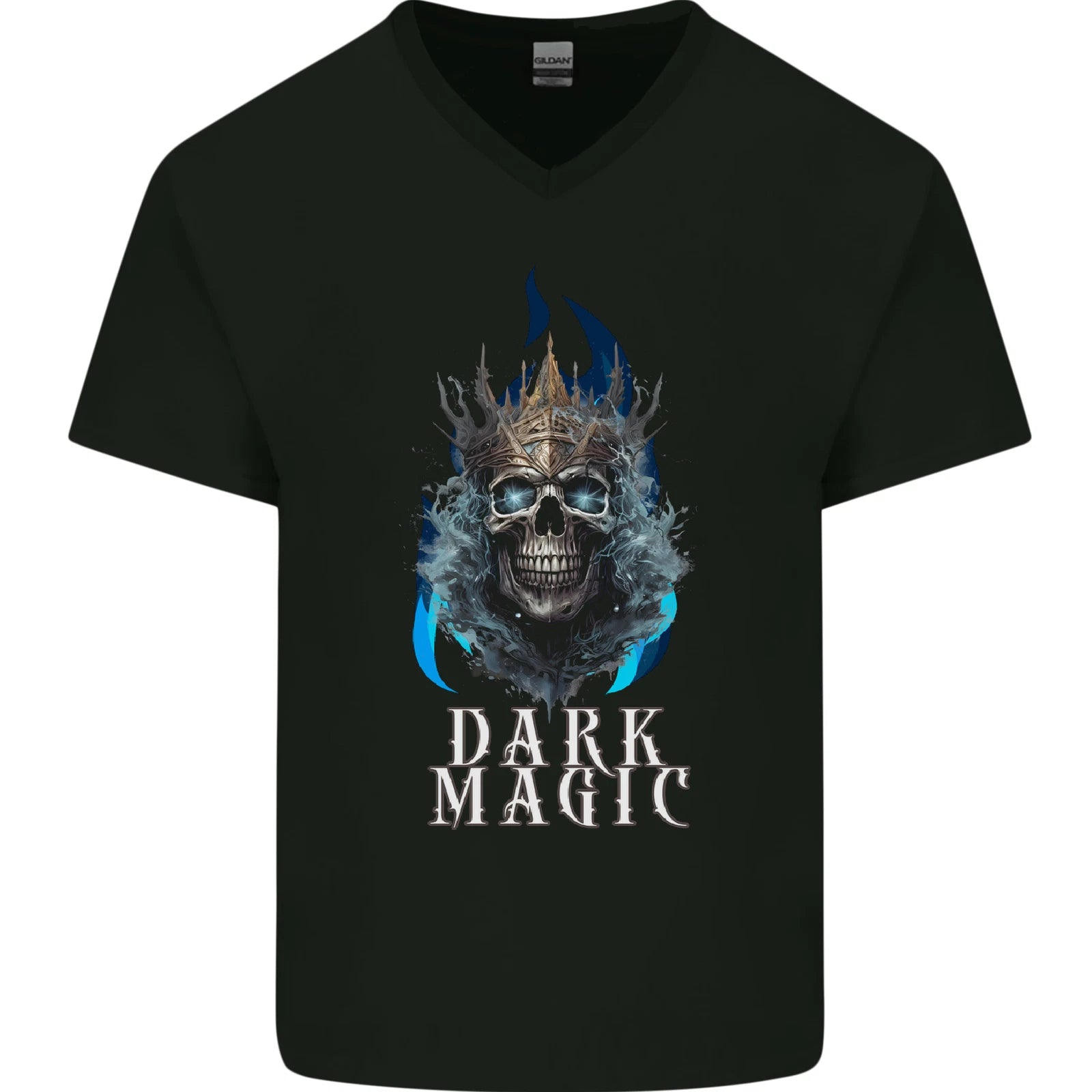 Dark Magic Skull King Mens V-Neck Cotton T-Shirt