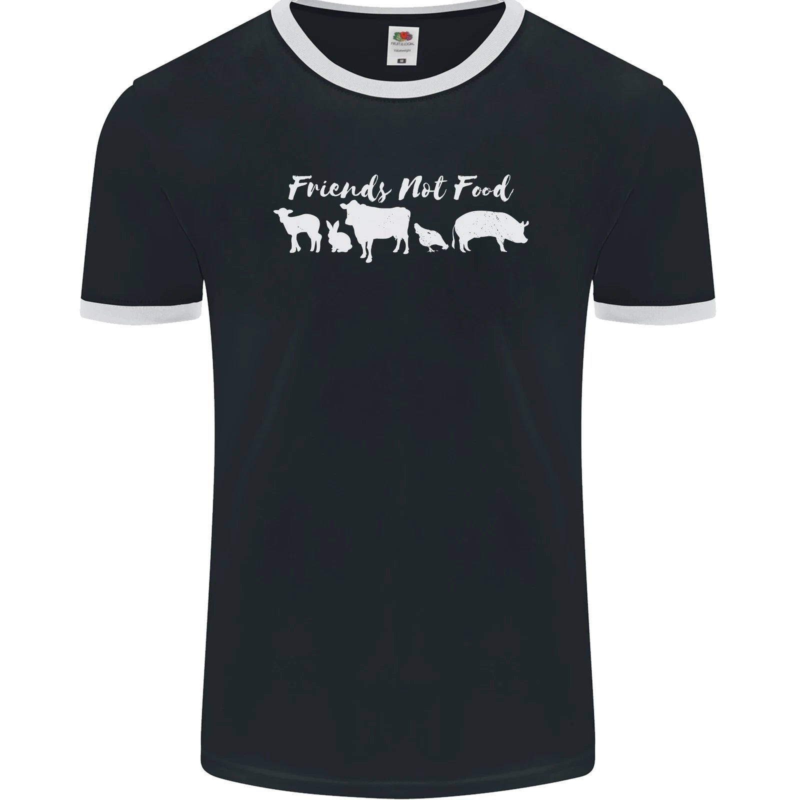 Vegan Animals Are Friends Not Food Mens Ringer T-Shirt FotL