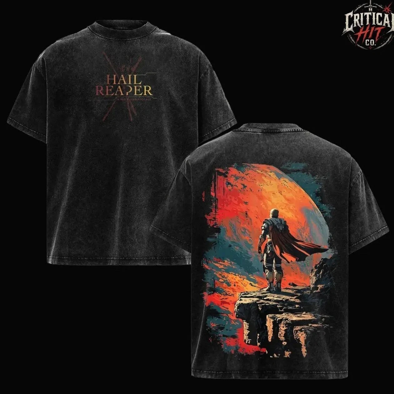 Limited Darrow Howler “Hail Reaper” Graphic T-Shirt Red Rising Vintage Acid Wash