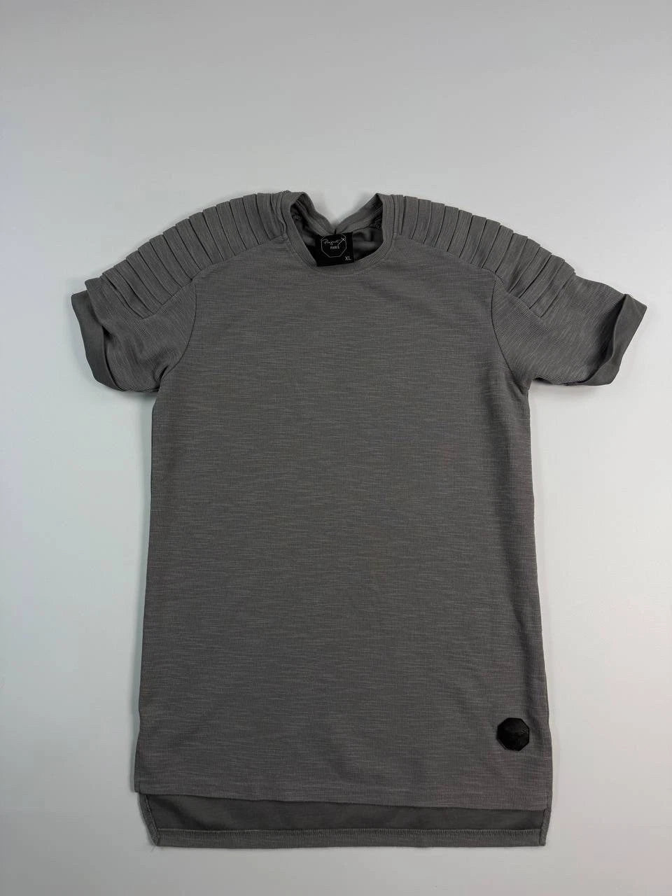 Project X Paris T Shirt Mens XL Grey Biker Ribbed Shoulder Streetwear Designer