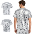 Men Tee Summer T-shirt Crew Neck Dance Top Dates Sequins Daily Wear Glitter