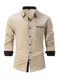 Men's Business Shirt Casual Slim Shirts Long Sleeve Button Down Tops Blouse