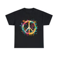 Peace Sign Paint Splatter Graffiti Graphic Tee Shirt, S-5XL