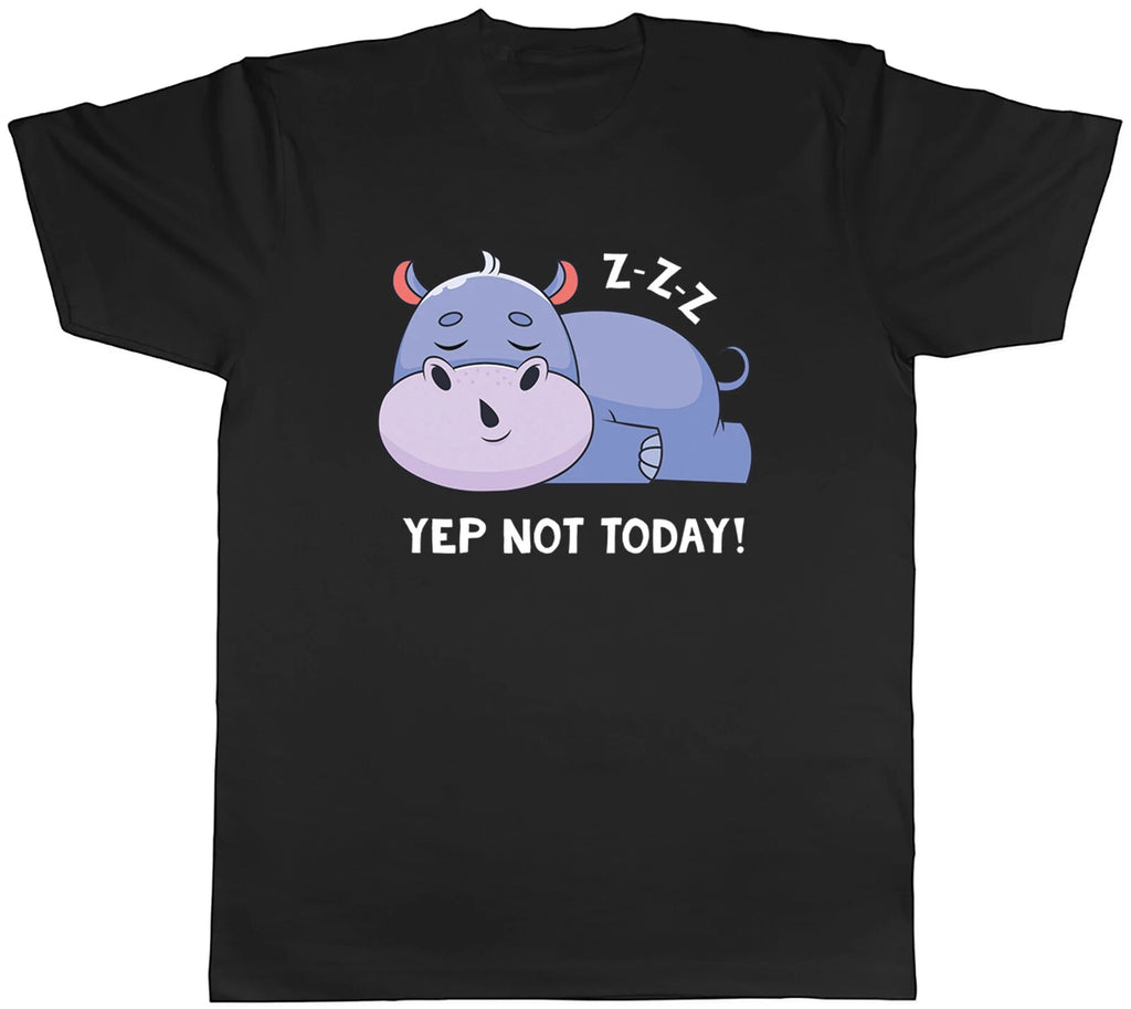 Sleeping Hippopotamus Mens T-Shirt Yet Not Today Lazy Tired Hippo Tee Gift