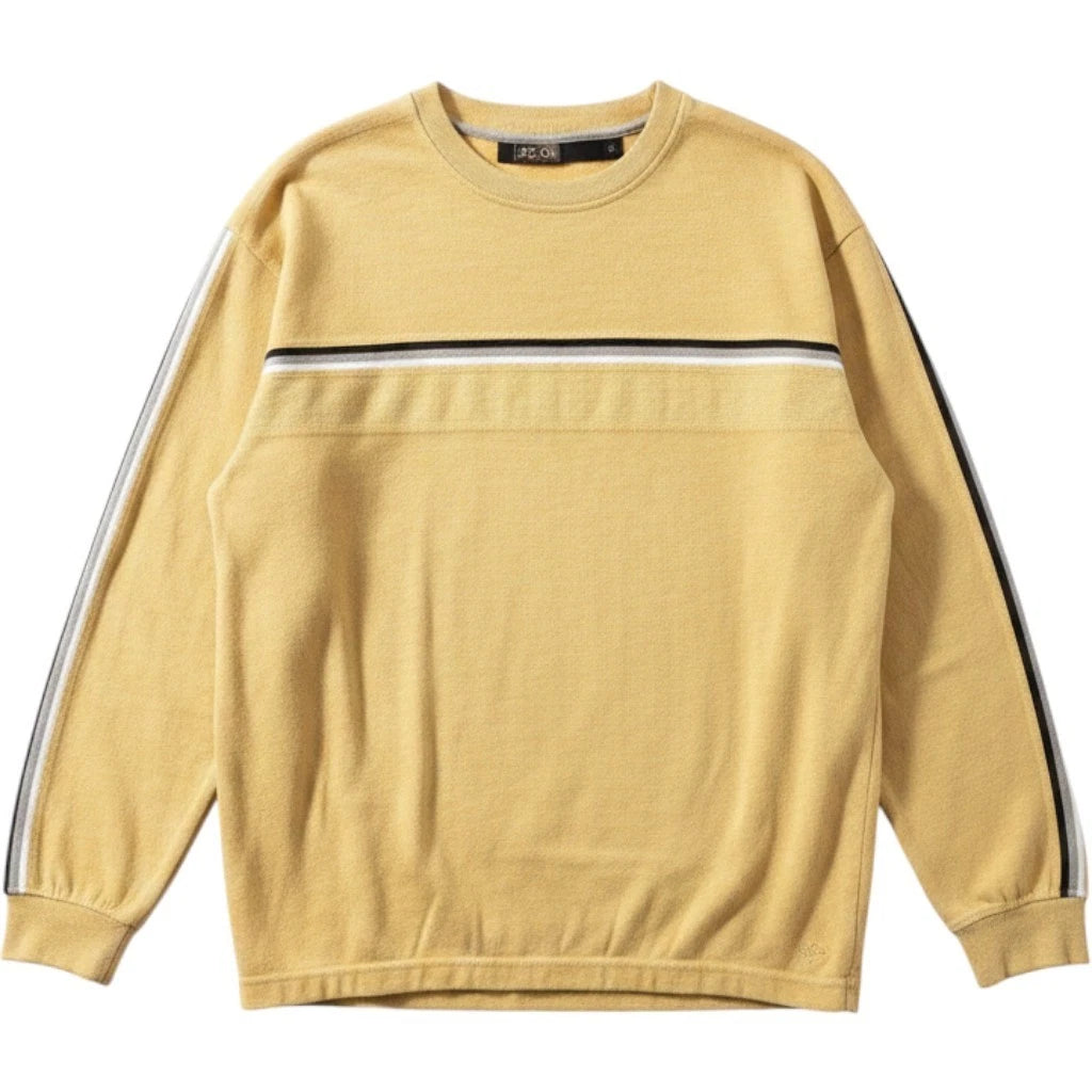 X8 Extreme Quality Y2L Mens XL Mustard Yellow Striped Long Sleeve Crewneck Shirt