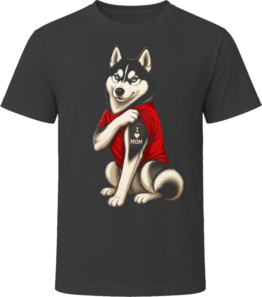 Siberian Husky Dog I Love Mom Tattoo Dog Mom Gift T Shirt