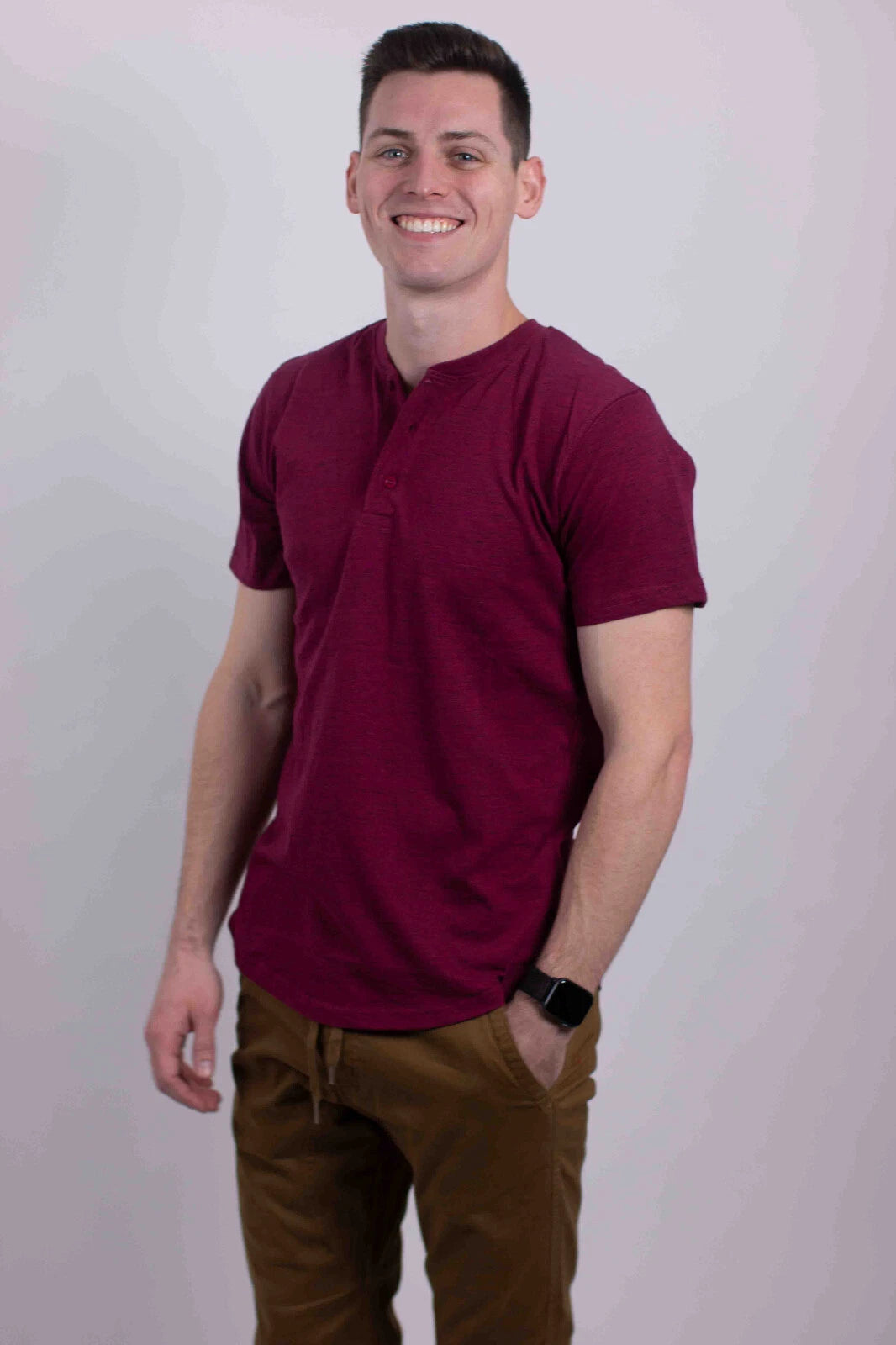 Men's Premium 100% Cotton Henley Shirt Short Sleeve Casual Summer Tee