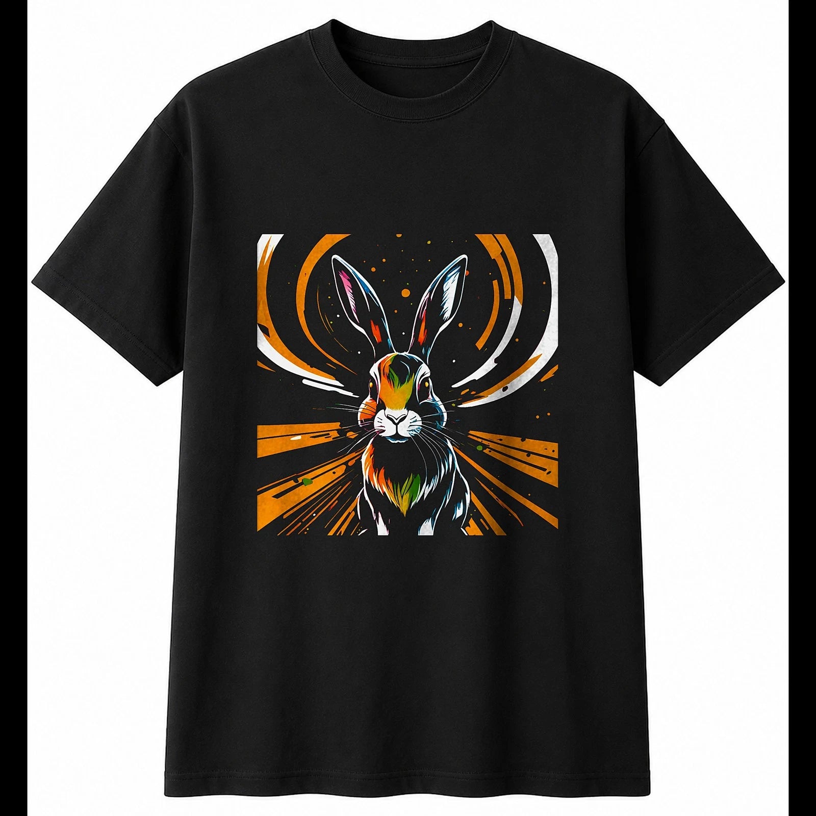 Graphic Rabbit Sunbeams Mens T-Shirt Cute Black 100% Cotton Adults Adorable
