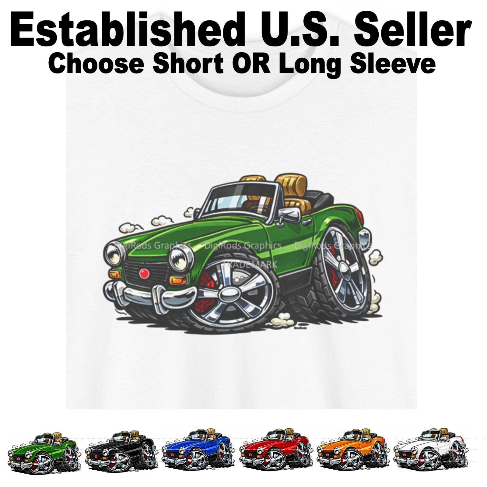 DigiRods MG Midget British Convertible Fun Vintage Model Cartoon Car T Shirt