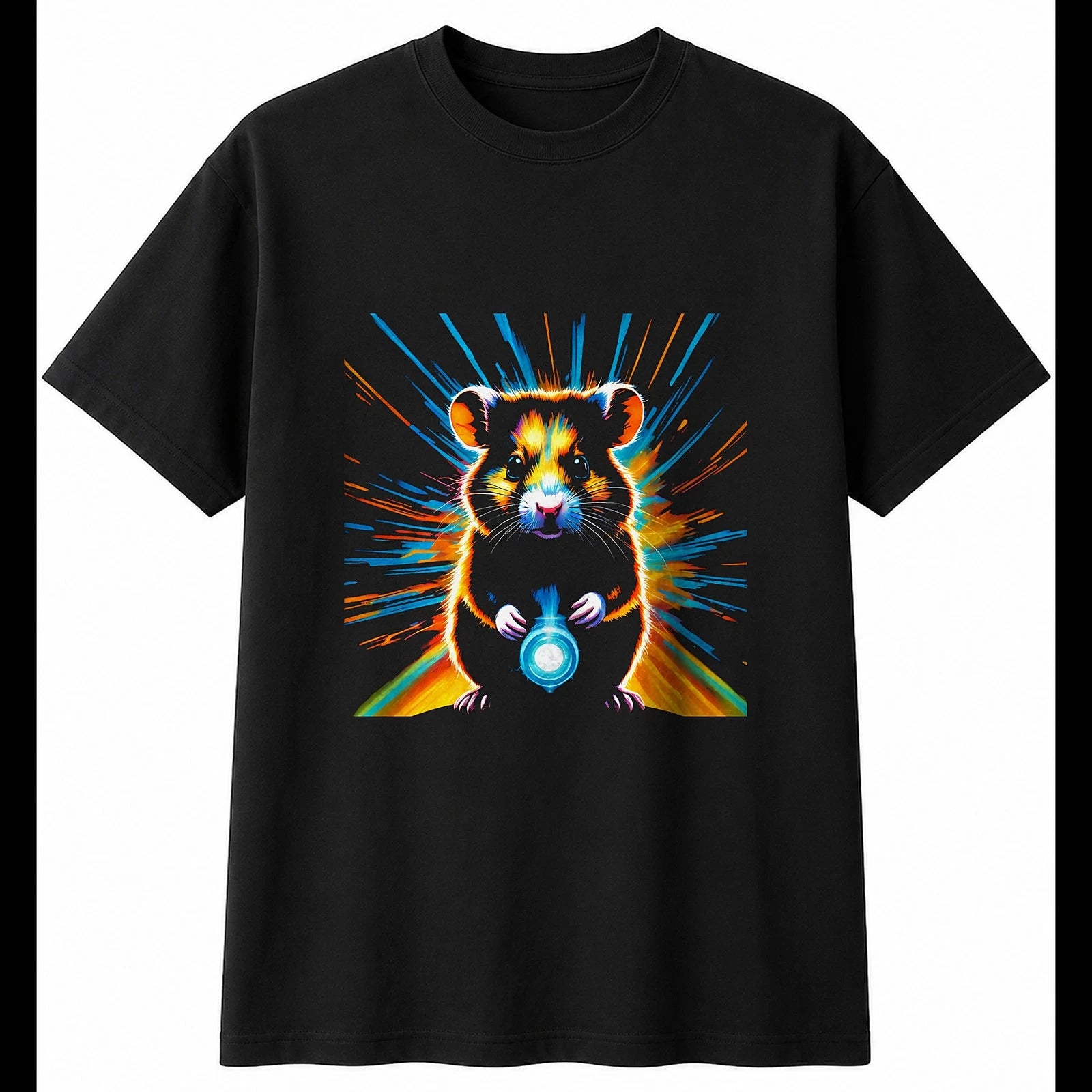 Hamster Colourful Cute Mens T-Shirt Black 100% Cotton Adorable Novelty
