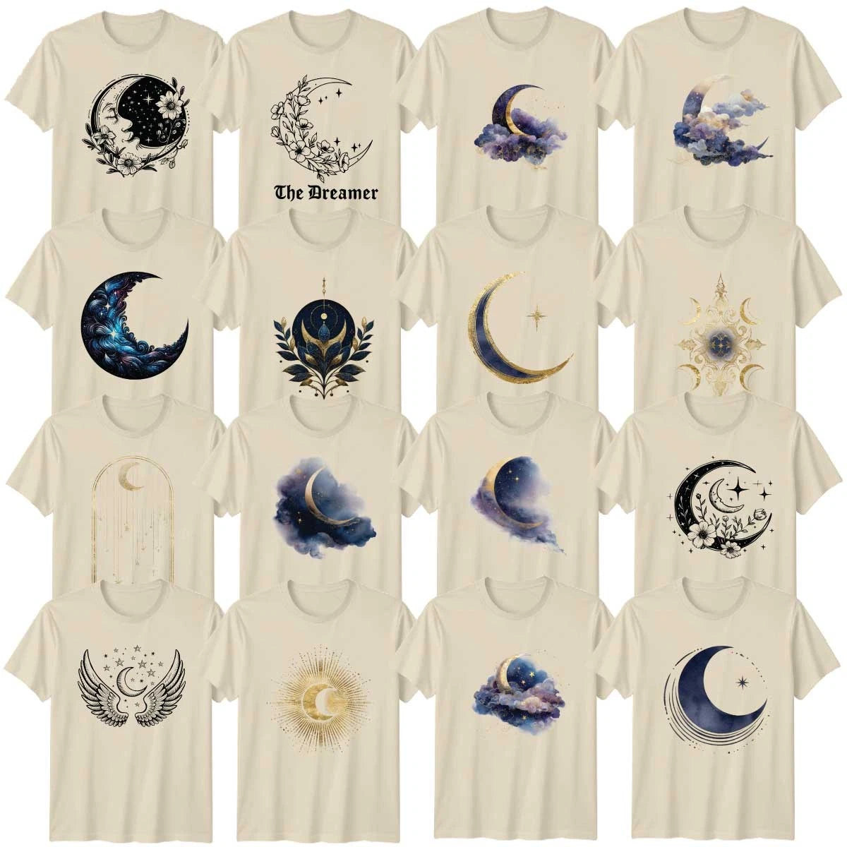 Boho Moon And Stars Adult T-Shirt Moon Phases And Sun Astrology Celestial Gift