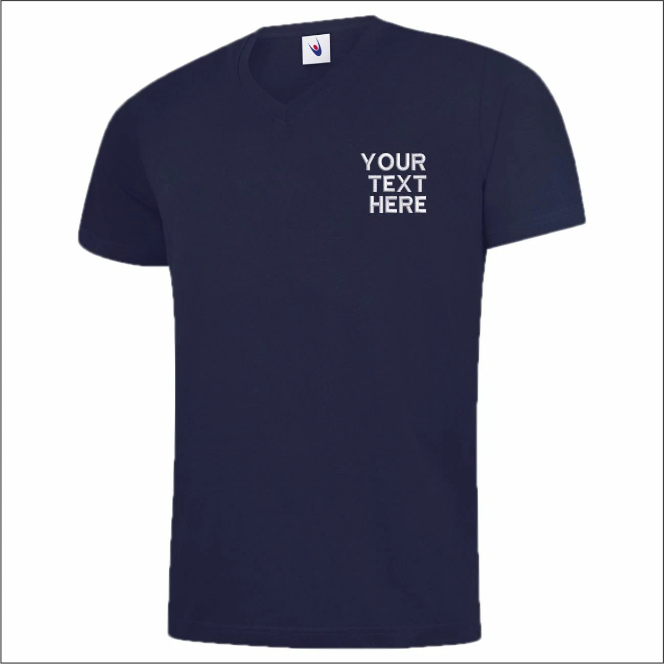 Personalised Uneek V-Neck T-Shirt Custom Embroidered Workwear Casual Tee Shirt