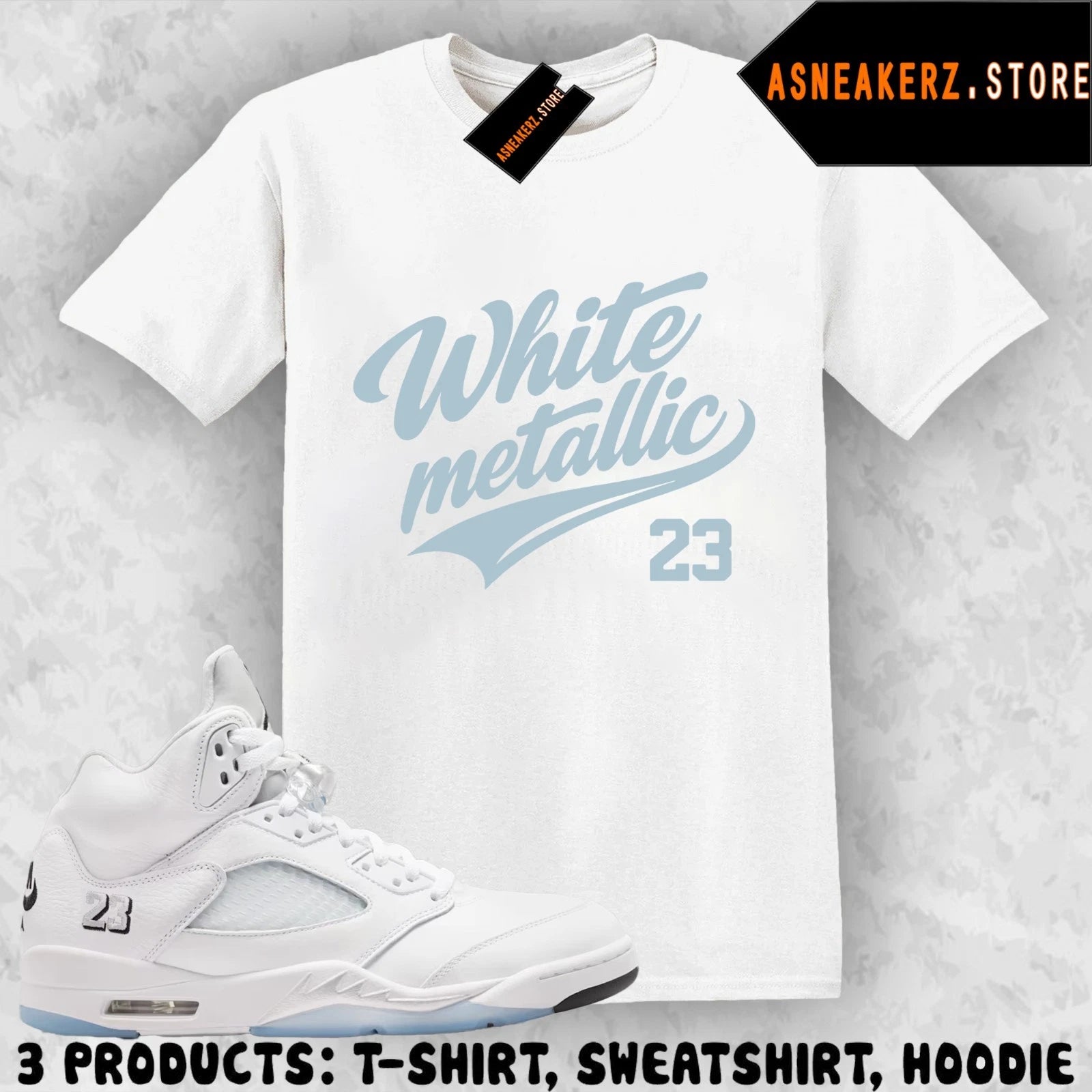 Tee Shirt Matching AJ 5 White Metallic 2026 To Match Sneaker Jersey 5s T-Shirt
