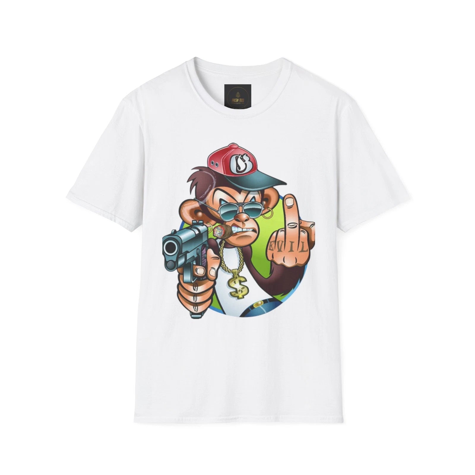 Gangsta Monkey T-Shirt, Ape Shirt, Urban Streetwear Top, Hip Hop Animal Tee,