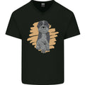 Aussie Doodle Mens V-Neck Cotton T-Shirt