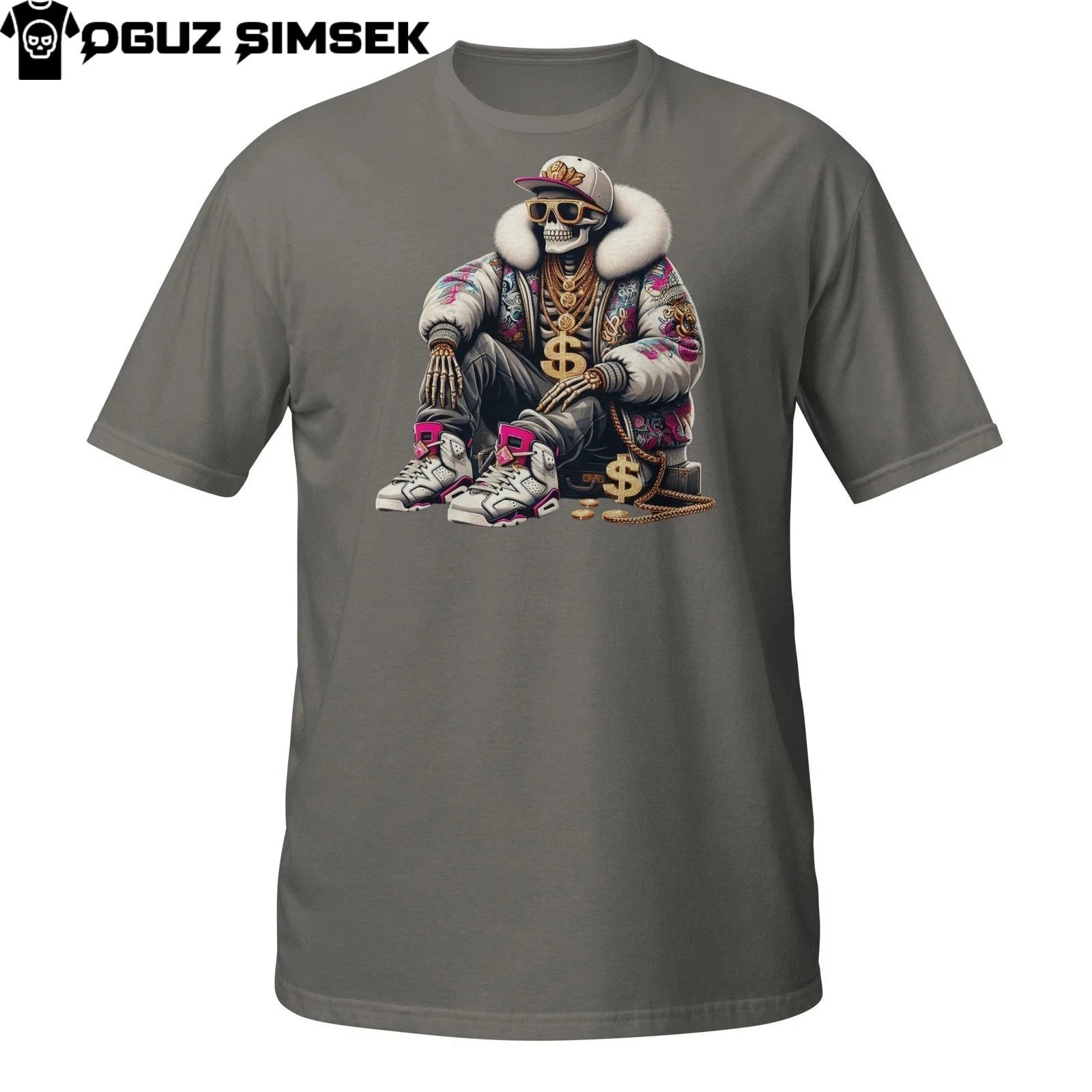 Gangsta Skeleton T-Shirt – Streetwear Skull with Gold Chains T-Shirt