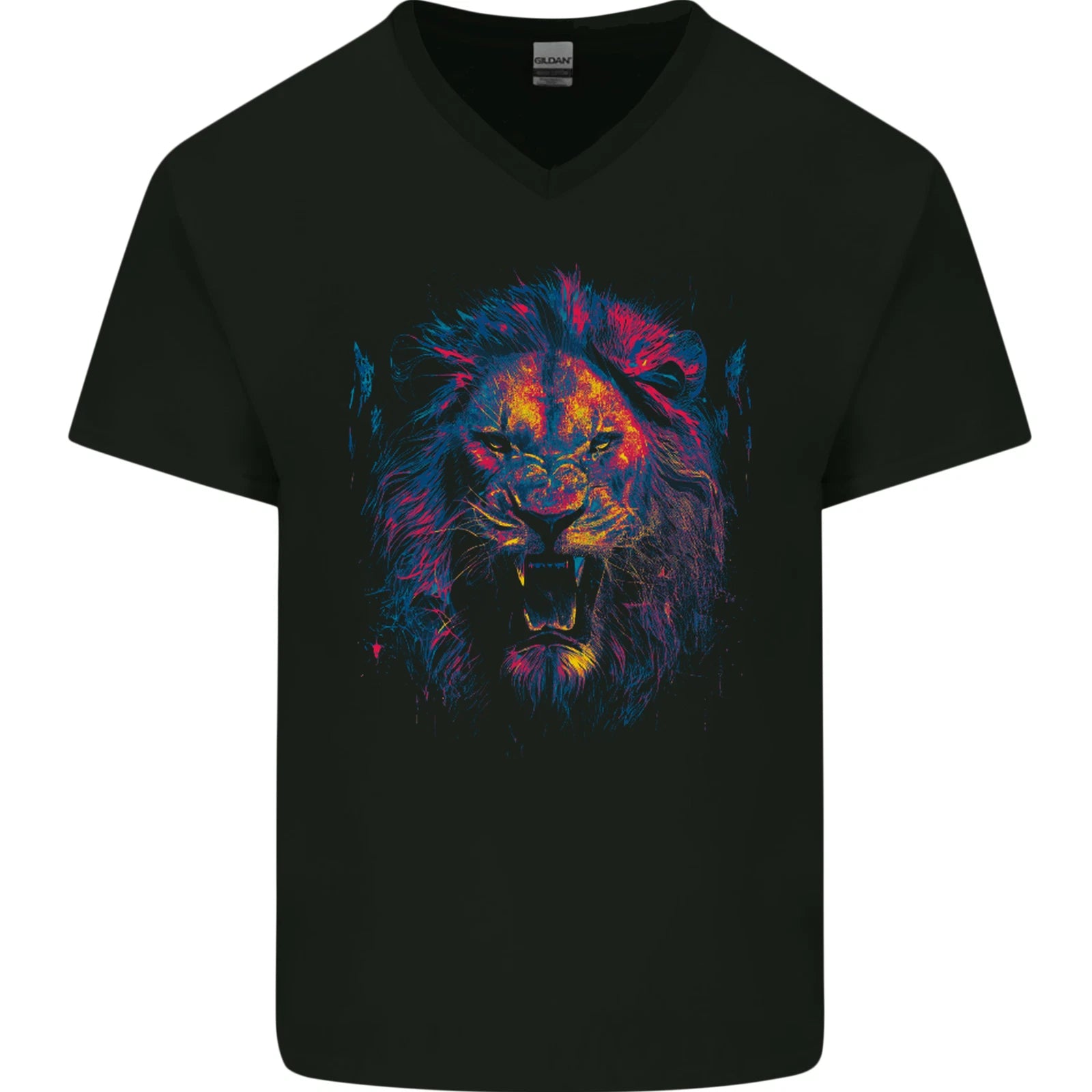 A Ferocious Lion Mens V-Neck Cotton T-Shirt