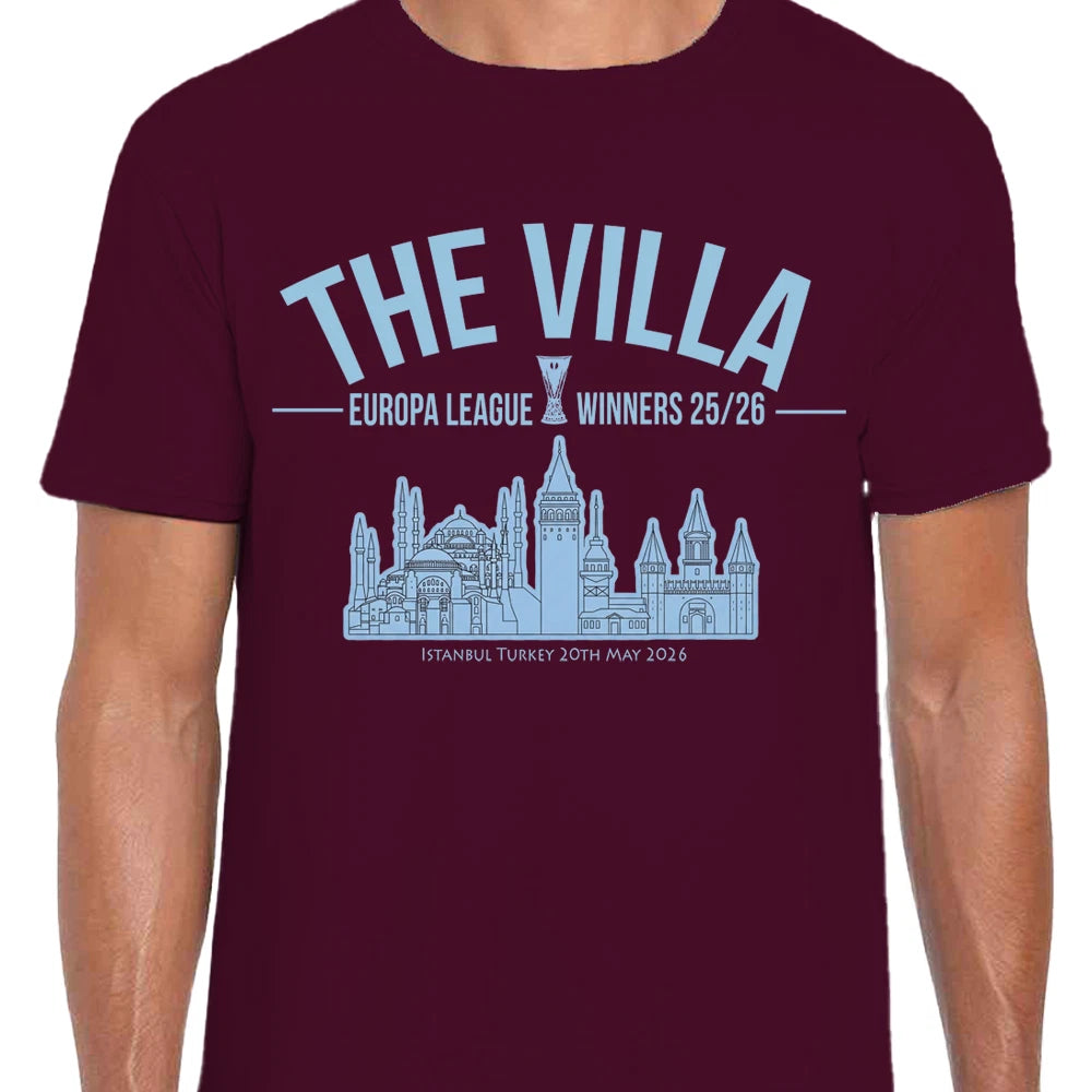 The Villa Burgundy T-Shirt Tee Aston Villa Europa Champions 2026