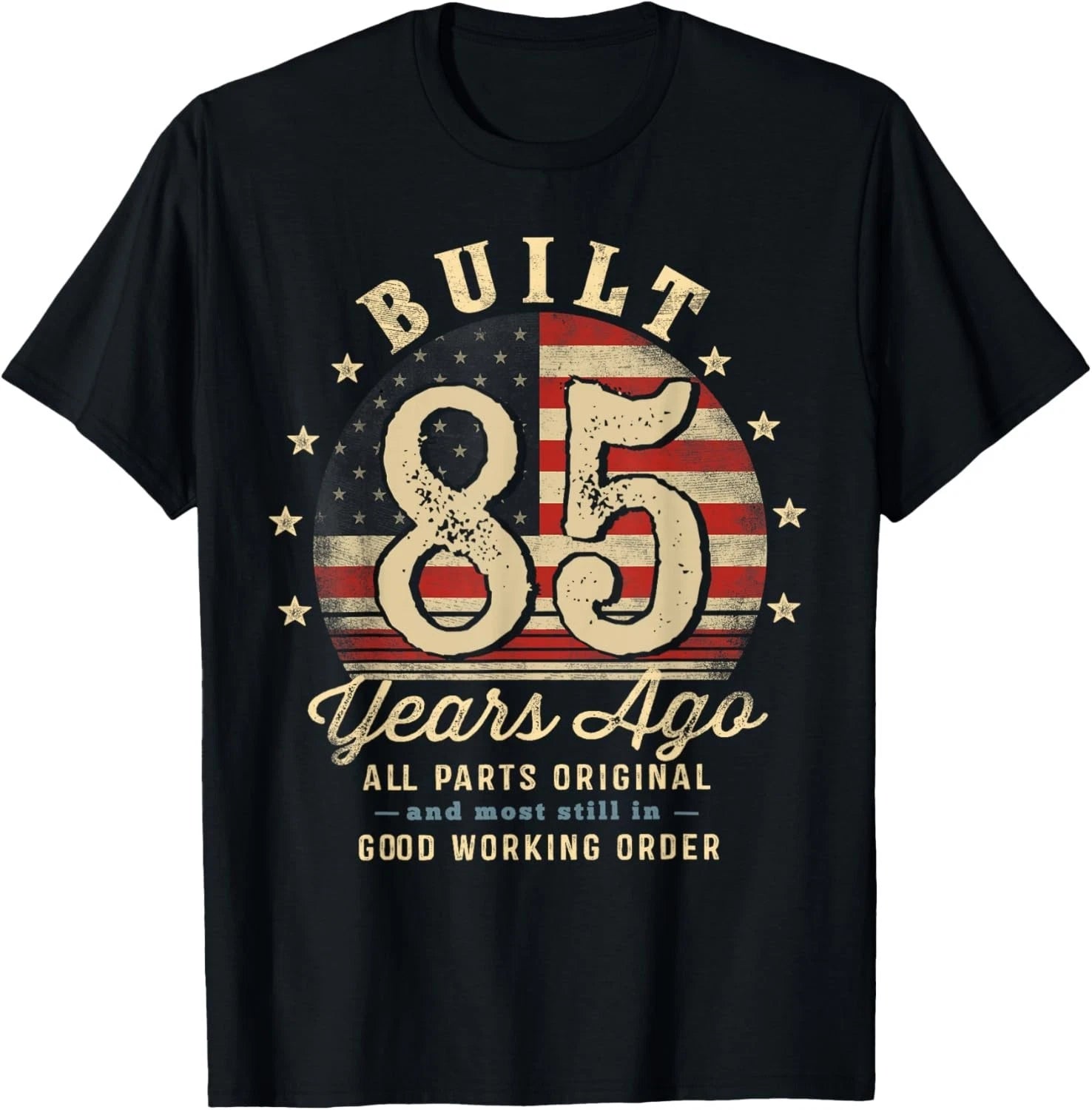 Built 85 Years Ago Funny 85th Birthday USA Flag T-Shirt unisex T-Shirt