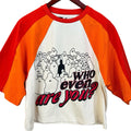 UNFZD Raglan Top Adult Small Cream Orange Red WHO EVEN ARE YOU Urban Streetwear