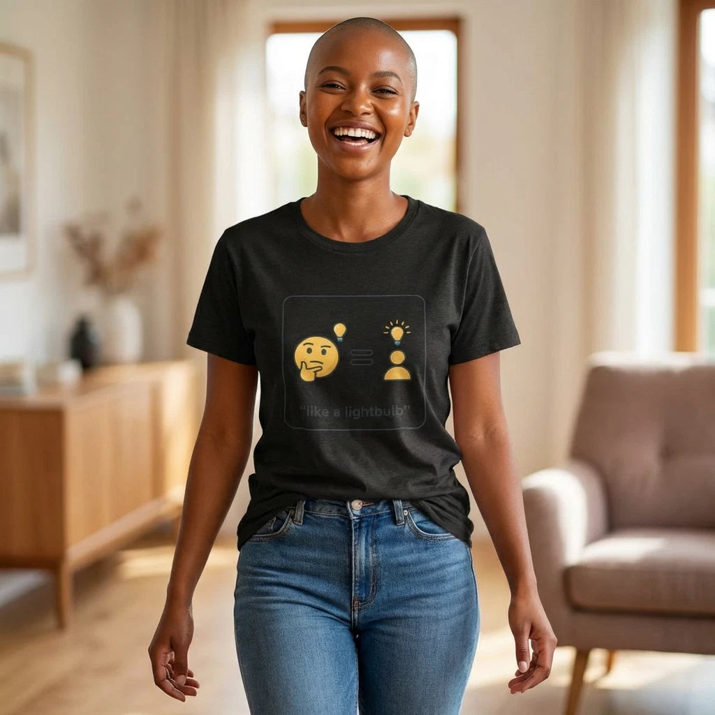 Thinking Emoji Equals Idea person T-Shirt | "like a lightbulb" tee