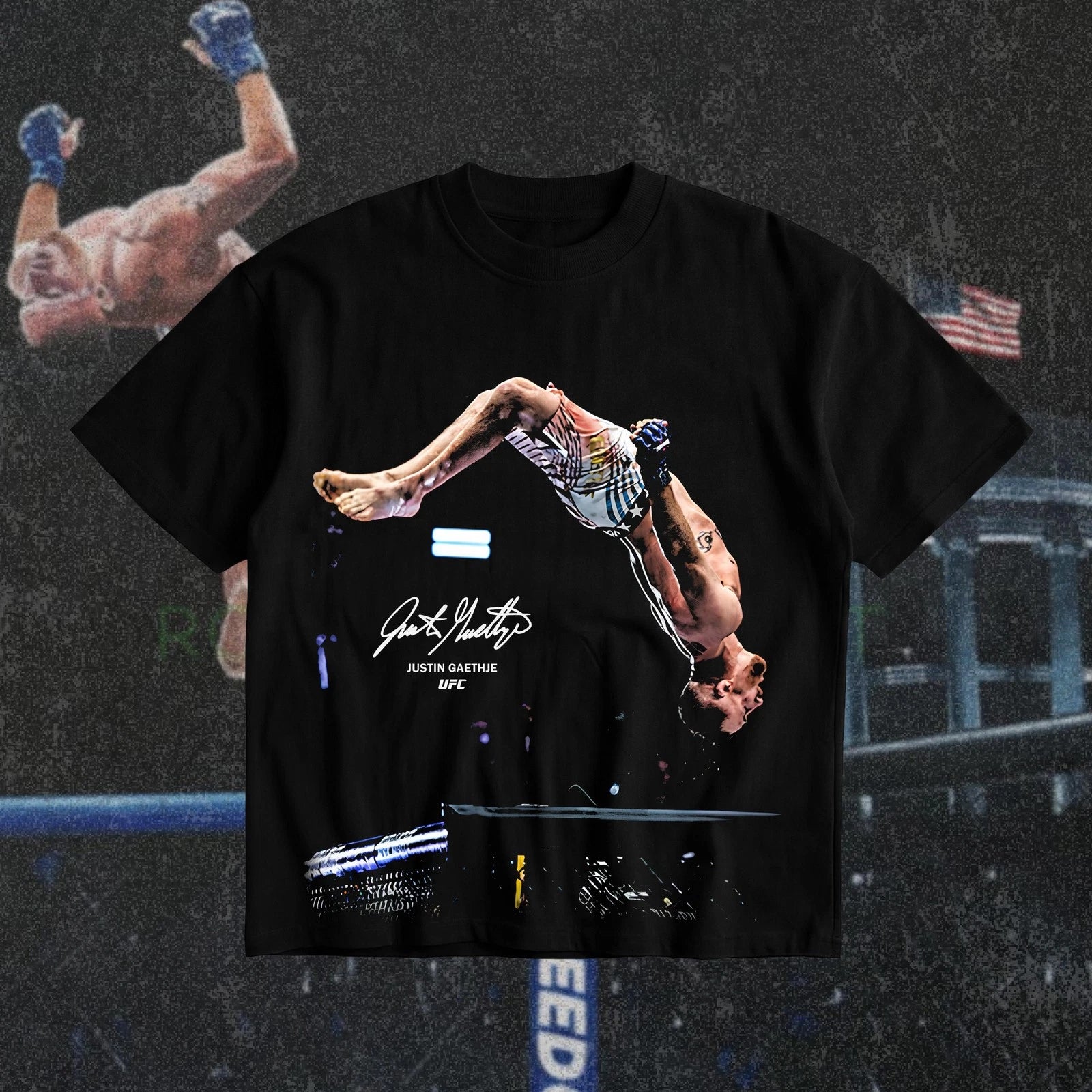 Justin Gaethje Backflip Heavy Cotton T-Shirt UFC Justin Gaethje Graphic Tee