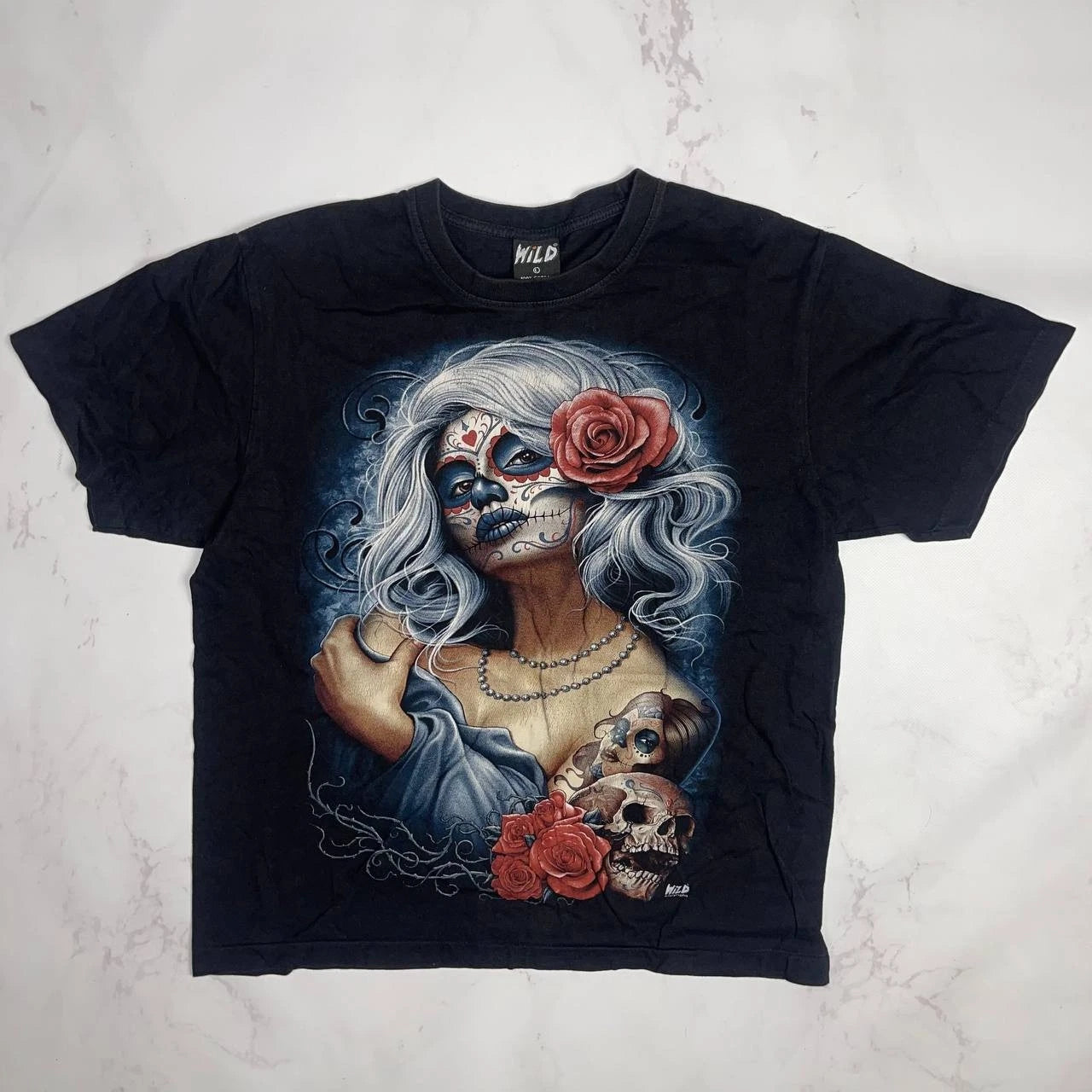 Streetwear × Vintage Wild Skulls Vintage T-Shirt L Size Mens Black