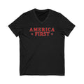 America First Patriotic V-Neck Shirt, Red White Blue Tee, Political Graphic Tee,