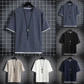 Mens Waffle Tee Round Neck Shirt Regular Length Polyester Spandex Blend