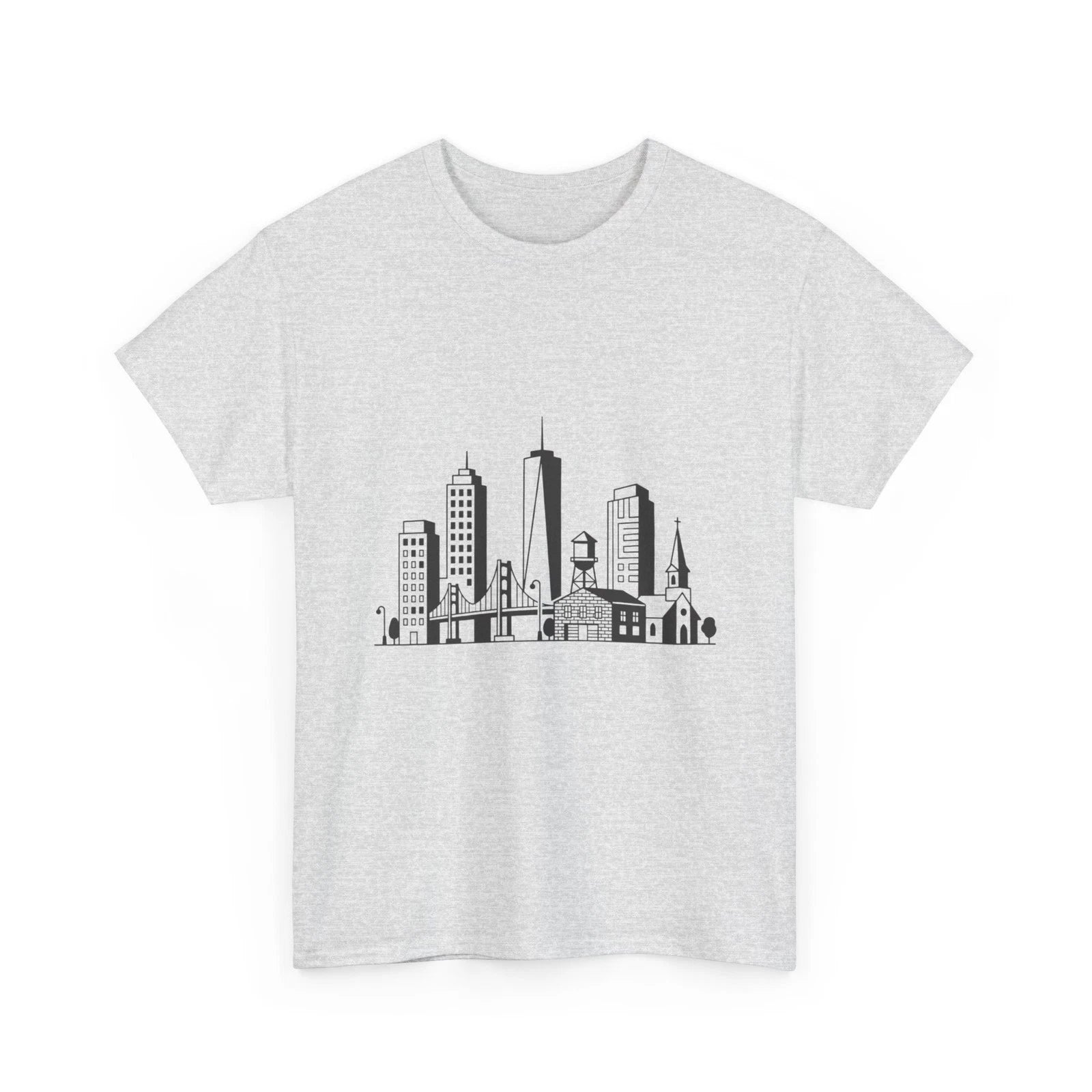 Skyline Graphic Tee 100% Cotton Crew Neck City Print Minimalist Urban Shirt