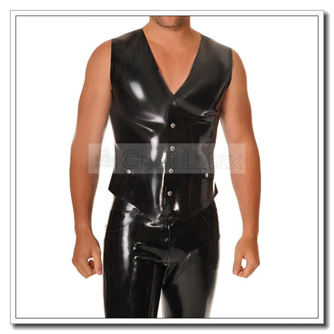 Latex Vest Men's Sleeveless Tank casual Cool Black Classic Slim Customize H9-1