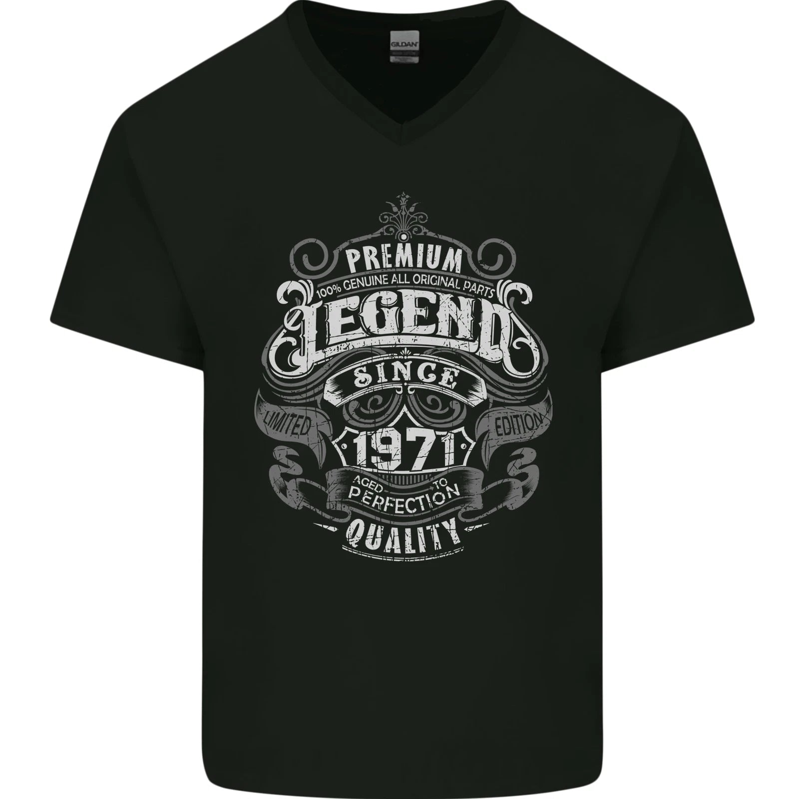 Premium Legend 55th Birthday 1971 Mens V-Neck Cotton T-Shirt