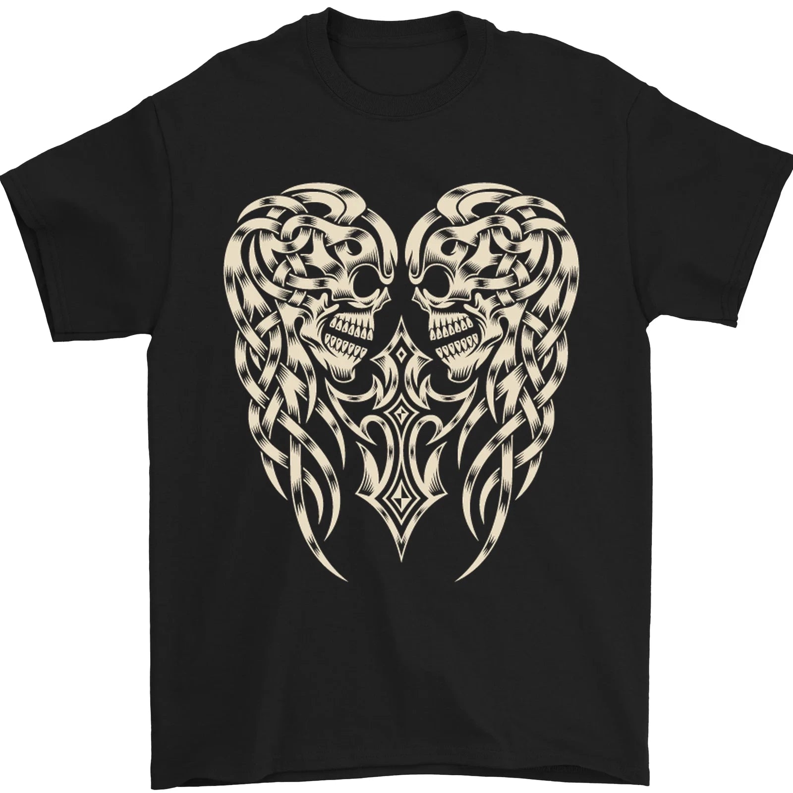 Angel Skull Wings Motorcycle Biker Mens T-Shirt 100% Cotton