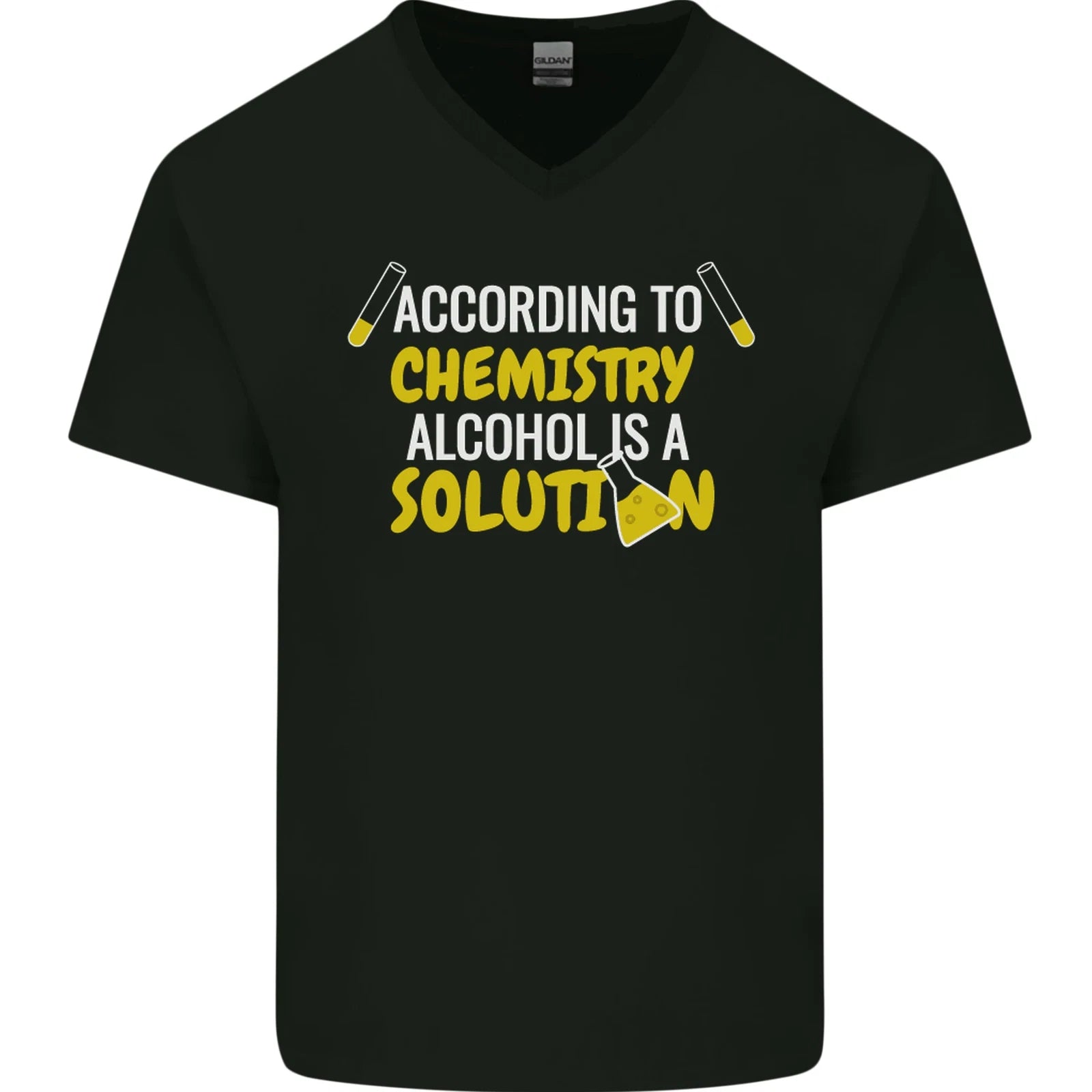 Chemistry Alcohol Is a Solution Funny Mens V-Neck Cotton T-Shirt