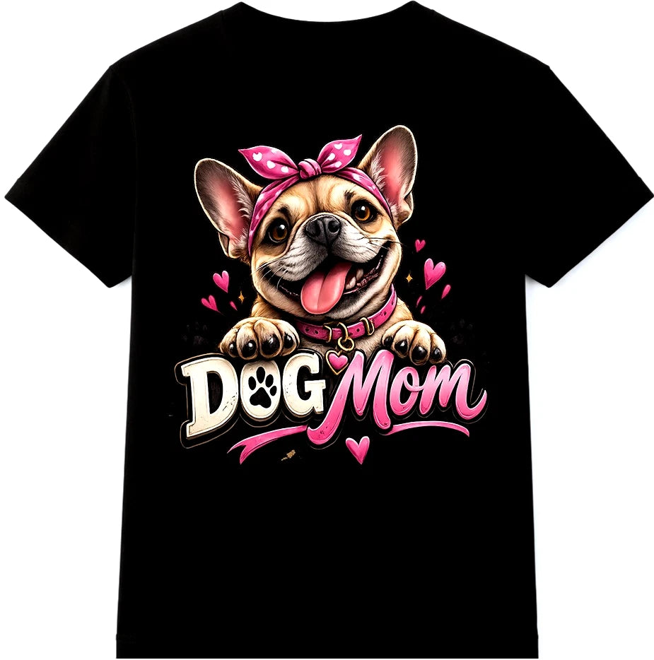 Dog Mom French Bulldog Cute Puppy Pet Lover Frenchie Hearts Gift Graphic T-Shirt
