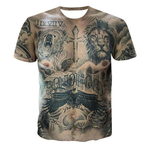 Tattoo Muscle Hip Hop Streetwear Women Men T-Shirt 3D Print Short Sleeve Tee Top